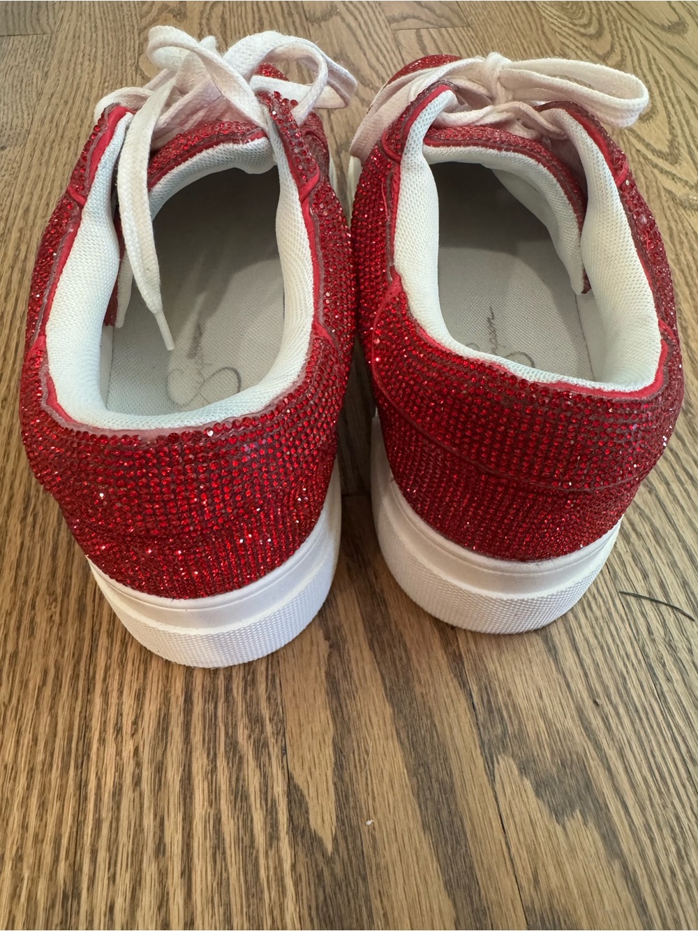 Jessica Simpson Women’s Sparkling Ruby Red Platform Sneakers - Picture 4 of 9